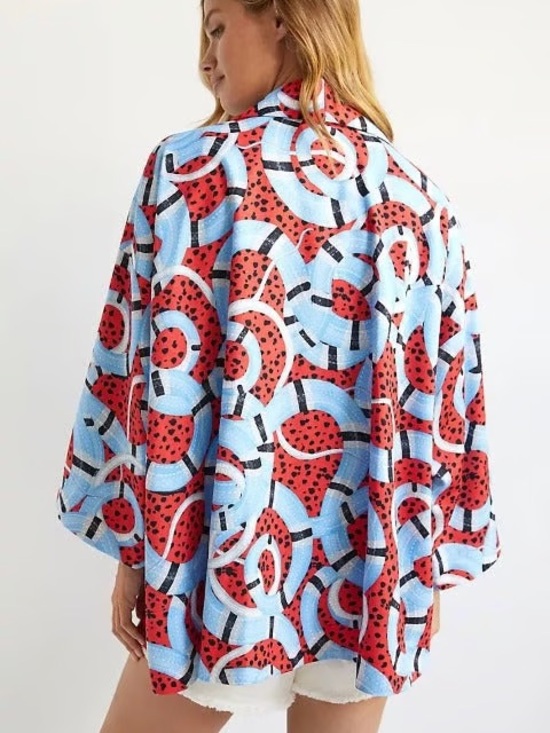 Hutch Jackets & Blazers - Hutch Serpentine Kimono Jacket Nautical Novelty Print Sz S Business Corporate
